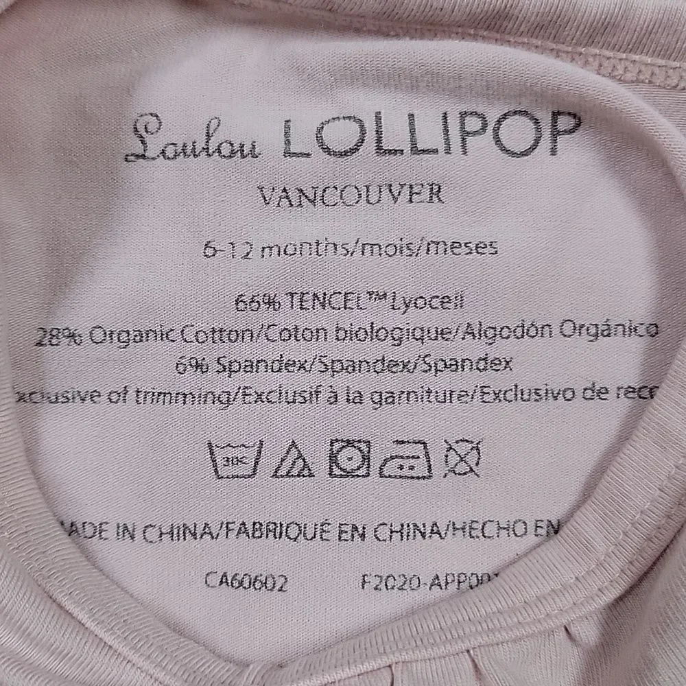 LOULOU LOLLIPOP PINK LONG-SLEEVE BODYSUIT, SIZE 6-12 MONTHS